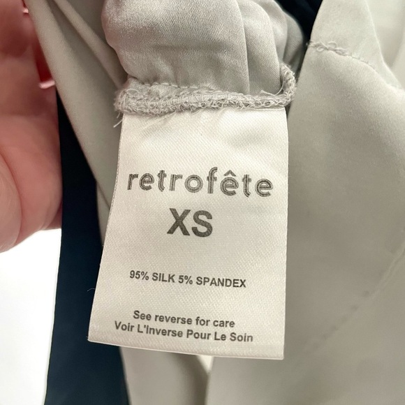 Retrofete Silver Silk Asymmetrical Ruched Neva Dress. Size XS - Picture 12 of 15
